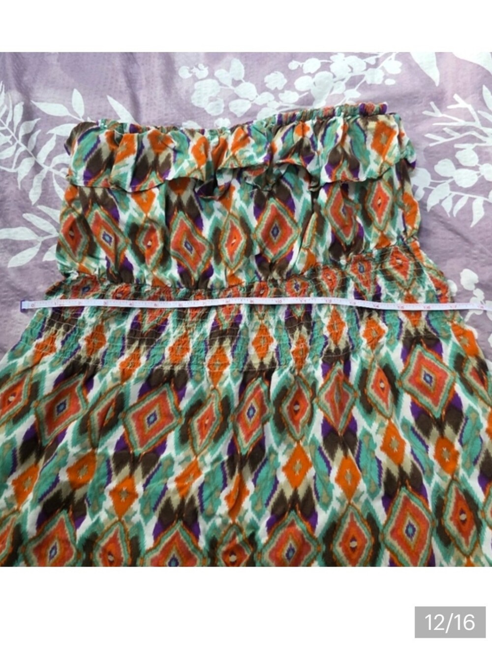 Maxi Dress Ikat Strapless Geometric Print Women's Plus Size 1X Caren Sport - Picture 12 of 16